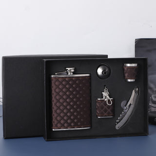 Deep Brown Hip Flask Set