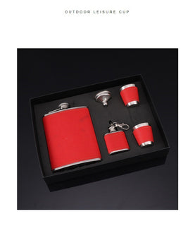 Red Hip Flask Set