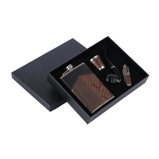 Quality Brown Hip Flask Set