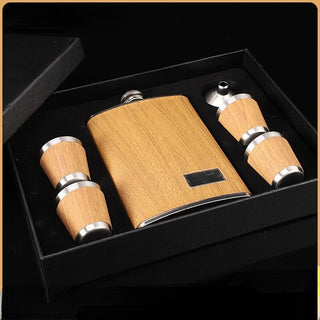 Brown 9 Oz Stainless Steel Hip Flask Set 2