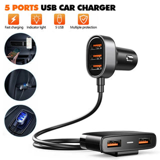 5 Ports USB Car 6.2A Quick Fast Charging