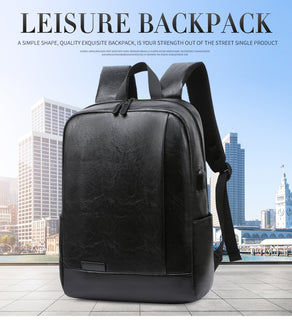 PU Leather Waterproof Usb Charging Backpack