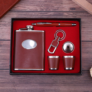 Red Hip Flask Set